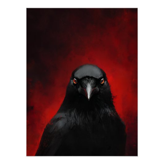Porträt des Raben mit roten Augen Poster (Vorderseite)
