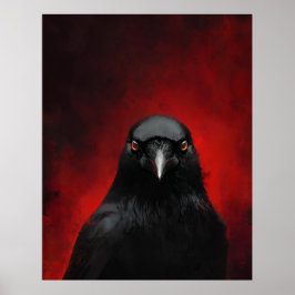 Porträt des Raben mit roten Augen Poster