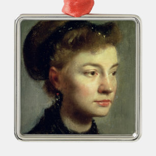 Porträt Edgar Degass   einer jungen Frau, 1867 Ornament Aus Metall