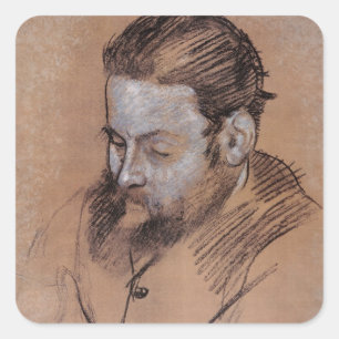 Porträt Edgar Degass von Diego Martelli Quadratischer Aufkleber