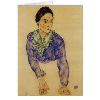 Porträt Egon Schiele- einer Frau mit Schal