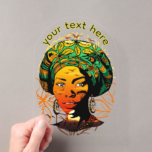 Porträt einer afrikanischen Frau mit Sonnenunterga Acryleinladungen