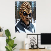 Porträt einer Alien mit großen schwarzen Augen | A Poster (Heimbüro)