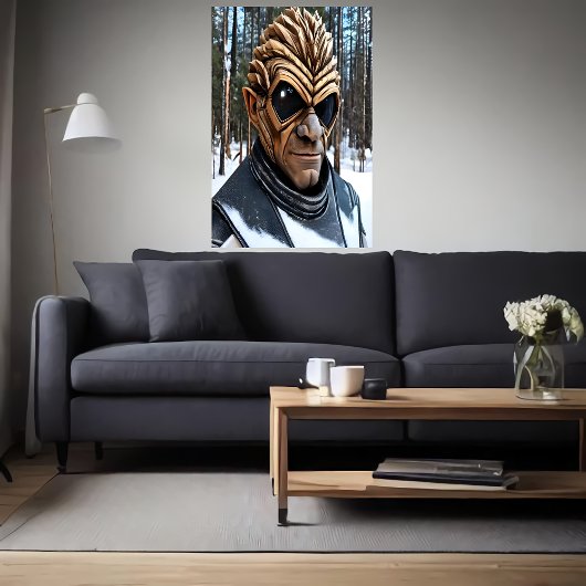 Porträt einer Alien mit großen schwarzen Augen | A Poster