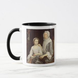 Porträt einer älteren Dame und des jungen Mädch Tasse