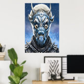 Porträt einer blauen Alien im Schnee | Art der AI Poster (Heimbüro)