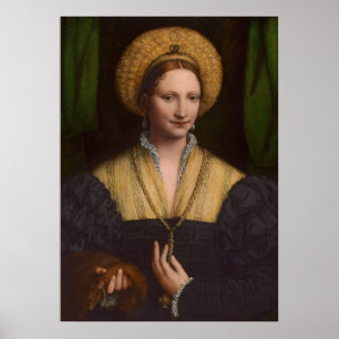 Porträt einer Dame, 1520-1525 (Öl auf Platte) Poster
