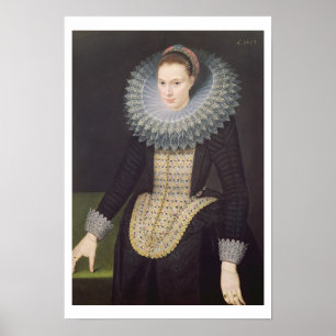 Porträt einer Dame, 1613 (Öl auf Platte) Poster
