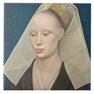 Porträt einer Dame, c.1460 (Öl auf Platte) Fliese