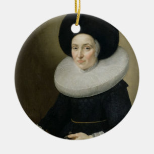 Porträt einer Dame, gealtert 47, 1647 (Öl auf Keramik Ornament