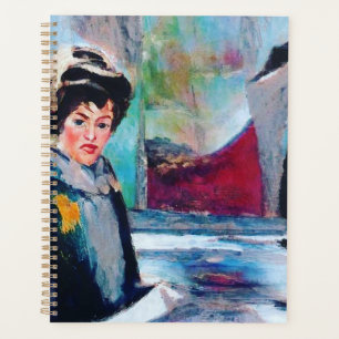 Porträt einer Dame im Vintage-Stil mit abstraktem  Planer