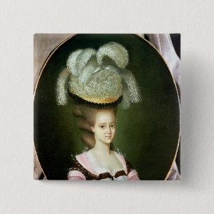 Porträt einer Dame in einem Hut Button