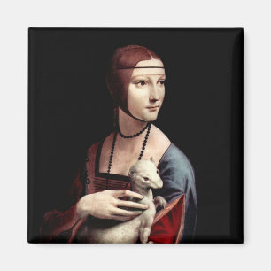 Porträt einer Dame mit Ermine (ein Frettchen) Magnet