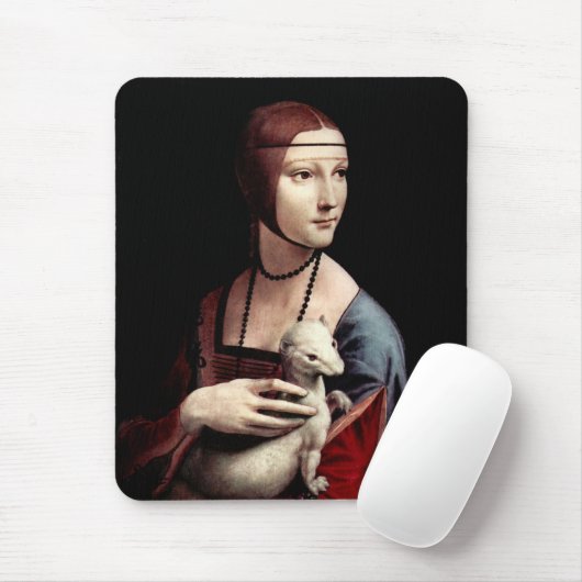 Porträt einer Dame mit Ermine (ein Frettchen) Mousepad (Mit Mouse)