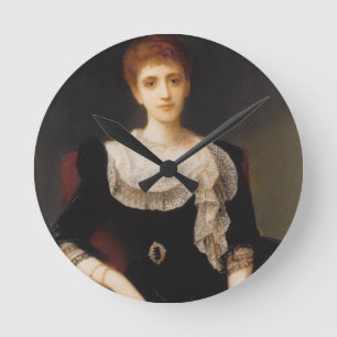 Porträt einer Dame (Öl auf Leinwand) 2 Runde Wanduhr
