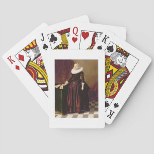 Porträt einer Dame (Öl auf Platte) Spielkarten