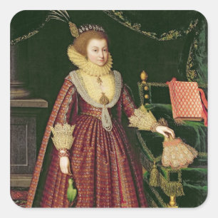 Porträt einer Dame, vielleicht Elizabeth, Gräfin Quadratischer Aufkleber