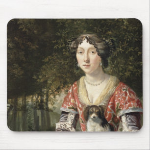 Porträt einer Dame Wearing ein rotes und weißes Mousepad