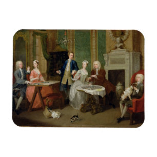 Porträt einer Familie, 1730s (Öl auf Leinwand) Magnet