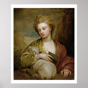 Porträt einer Frau als heilige Agnes, traditionell Poster