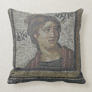Porträt einer Frau, Detail einer Mosaikplasterung Kissen