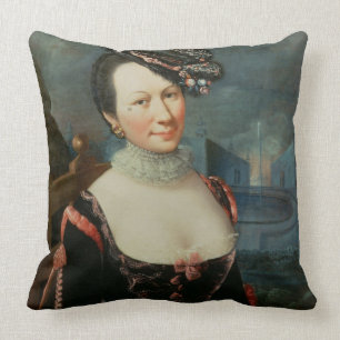 Porträt einer Frau, die eine Partitur hält Kissen