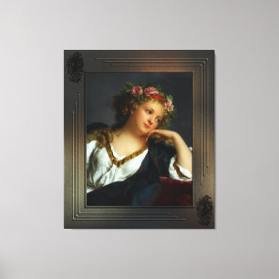 Porträt einer Frau, die einen Blumenkranz trägt Leinwanddruck