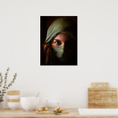 Porträt einer Frau, Grüner Kopfschmuck, Mode Poster (Küche)