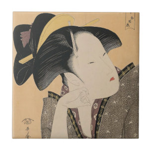 Porträt einer Frau im Stil des japanischen Ukiyo-e Fliese