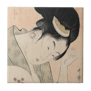 Porträt einer Frau im Vintage-Japanischen Ukiyo-e- Fliese