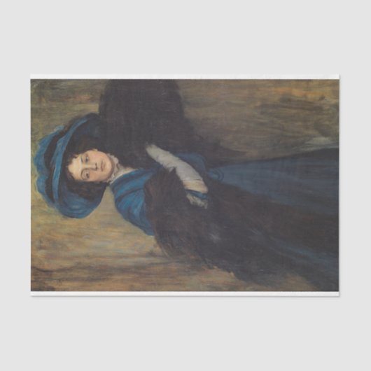 Porträt einer Frau in Blau (Raimundo de Madrazo) Seidenpapier (Vorderseite)