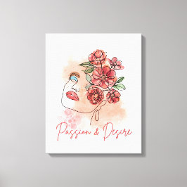 Porträt einer Frau in sanft roter Farbe Leinwanddruck