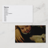 Porträt einer Frau mit einem Kind und einem Hund, Visitenkarte (Vorne/Hinten)