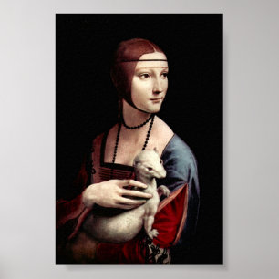 Porträt einer Frau mit Ermine von Da Vinci Poster