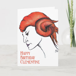 Porträt einer Frau mit orangen Mandarinlocken Pop  Karte