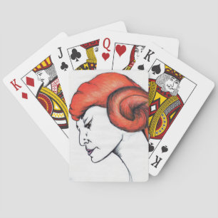 Porträt einer Frau mit tangerine-orangen Haaren Po Spielkarten