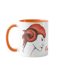 Porträt einer Frau mit tangerine-orangen Haaren Po