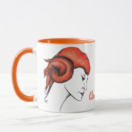 Porträt einer Frau mit tangerine-orangen Haaren Po Tasse
