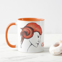 Porträt einer Frau mit tangerine-orangen Haaren Po Tasse