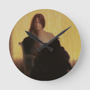 Porträt einer Frau (Pastell auf Papier) Runde Wanduhr