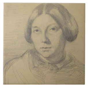 Porträt einer Frau, vielleicht George Sand Fliese