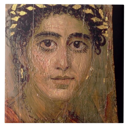 Porträt einer Frau, von Fayum, Romano-Ägyptisch, Fliese (Vorderseite)