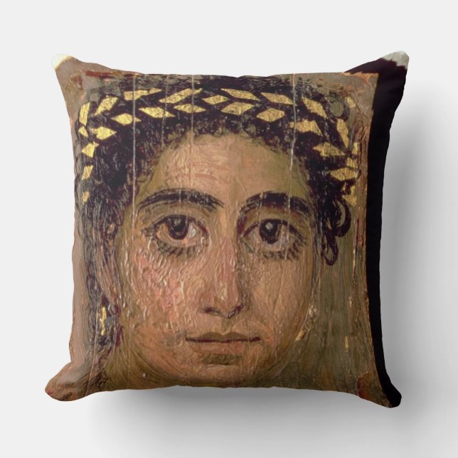 Porträt einer Frau, von Fayum, Romano-Ägyptisch, Kissen (Vorderseite)