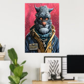 Porträt einer Furry Humanoid-Alien | AI Art Poster (Heimbüro)