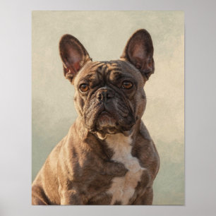 Porträt einer getigerten Französischen Bulldogge i Poster