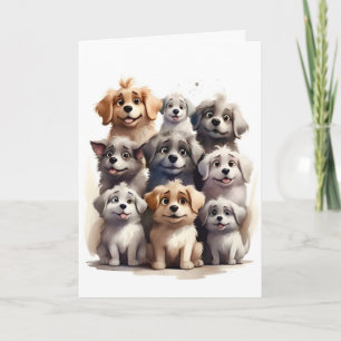 Porträt einer Gruppe glücklicher Hunde auf einer l Karte