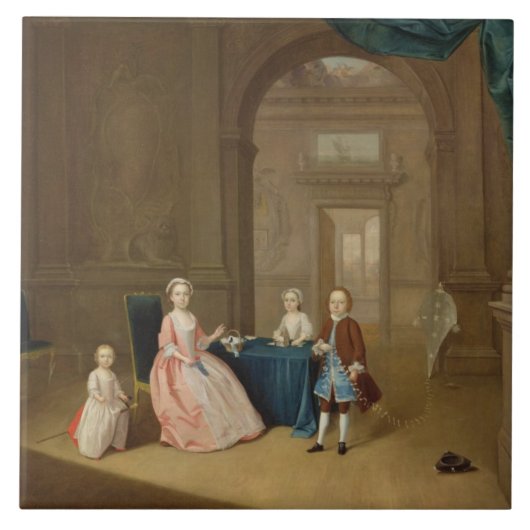 Porträt einer Gruppe Kinder, c.1743 (Öl auf Ca Fliese (Vorderseite)