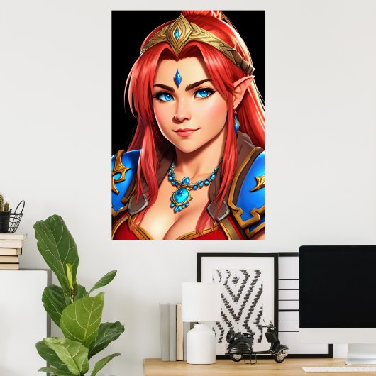 Porträt einer Hybridweibchen | Art der AI Poster (Heimbüro)