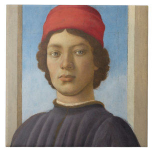 Porträt einer Jugend, c.1485 (Öl u. Tempera) Fliese