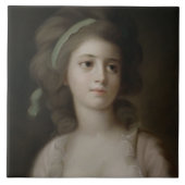 Porträt einer jungen Dame (Pastell auf Papier) Fliese (Vorderseite)